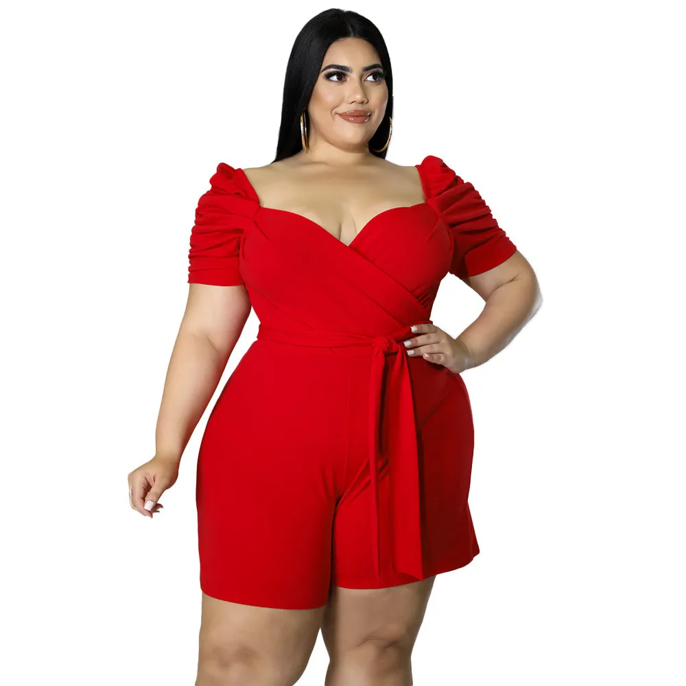 thumbnail image 1 of Mono de mujer Wmstar de talla grande, verano 2022, trajes de una pieza, mangas cortas, monos elásticos para vacaciones, venta al por mayor, envío directo, 1 of 5