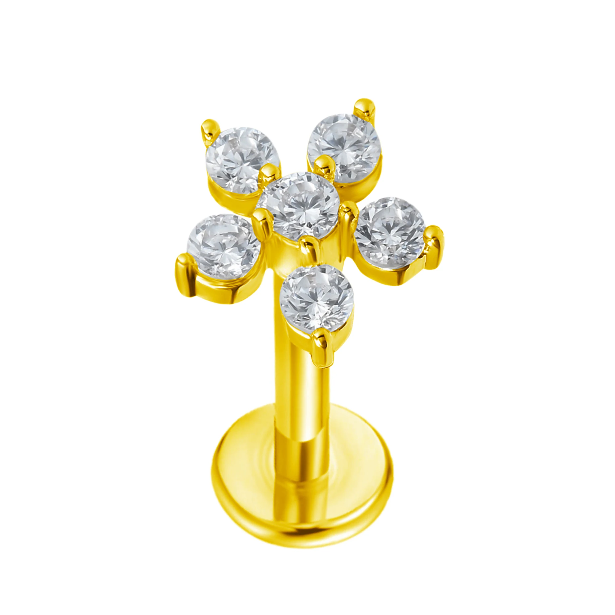 Piercing Jewelry G23 Titanium Threadless 16G/18G/20G Heart Shape Flower Push Pin Labret Lip Ring Stud