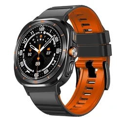 Seamless Silicone Strap for 47mm Ultra Smartwatch - Quick Loop Band Bracelet (Black Orange)