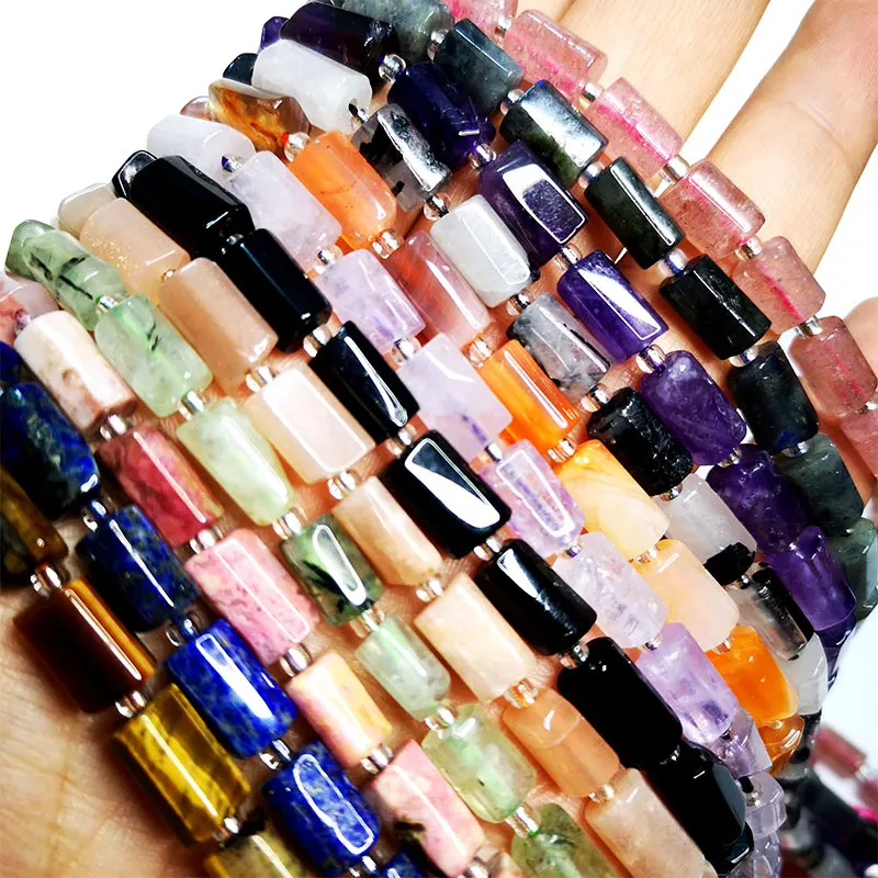 100% Natural Gem Jade Agate Quartz Amethyst Unique Nearly Stone Faceted Beads For Jewelry Making DIY Bracelet Necklace 6*10mm