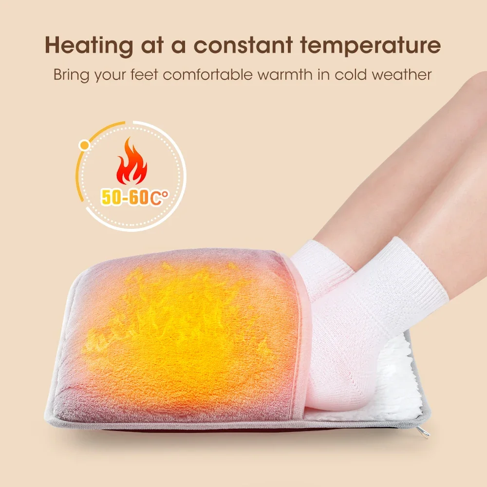 Winter Electric Foot Heating Pad USB Charging Soft Plush Washable Foot Warmer Heater Improve Sleeping Household Foot Warming Mat 3