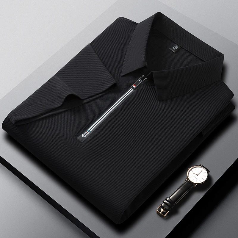 Men’s short sleeve half zipper polo shirt for smart casual wear