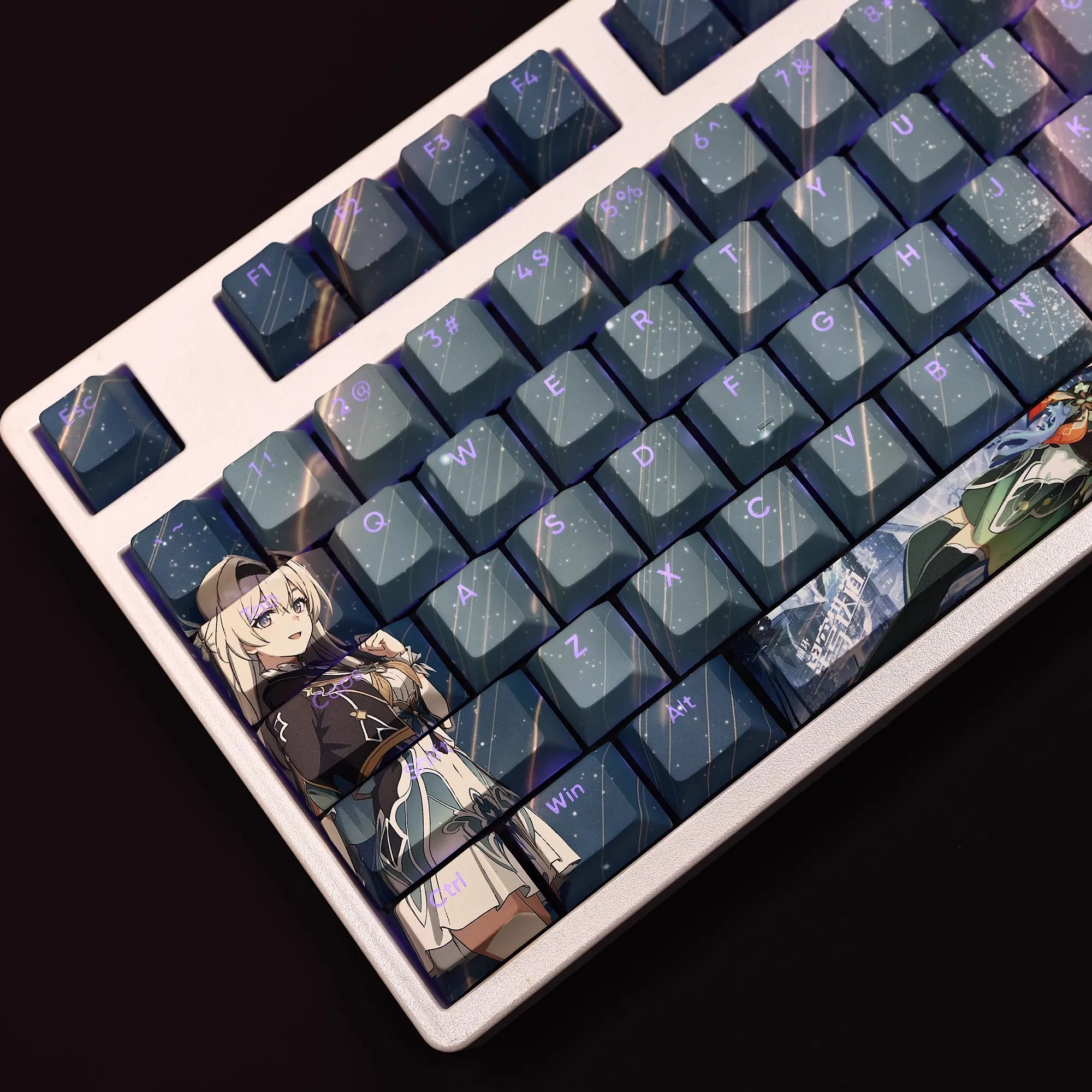 Keycaps dos Desenhos Animados para Teclado Keycaps Anime Keycaps para Ansi 61 87 104 108 Chaves Pbt Dye Subbed Star Rail Firefly Anime 108 Chaves - Imagem 5