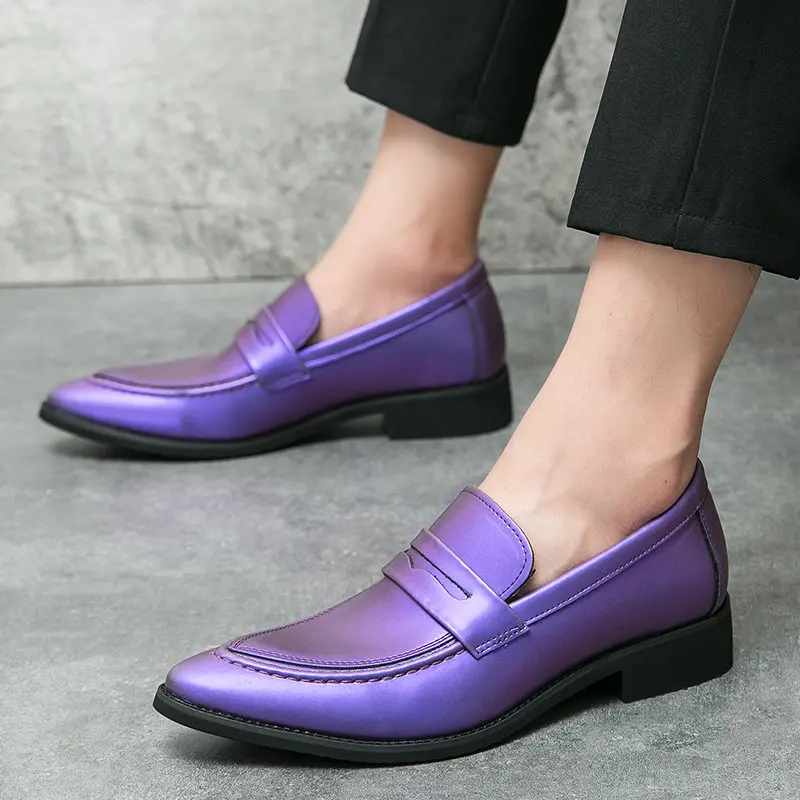 Elegant Formal Dress Shoes for Men Big Size 47 Green Purple Luxury Leather Casual Shoes Wedding Mens Fashion Oxfords Loafers