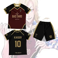 Jersey Futsal Cosplay Football Motif VL Replika Blue Lock Anime Bastard Munchen Men T-shirt Shorts Set Fashion Male Suits 1