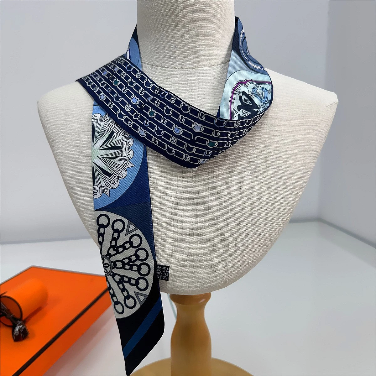 Marke Design Frauen Schal Bunte Halbkreis Luxus Seide Schal Mode Haar Stirnband Foulard Tasche Dekoration Dünne Halstuch – Detail 13