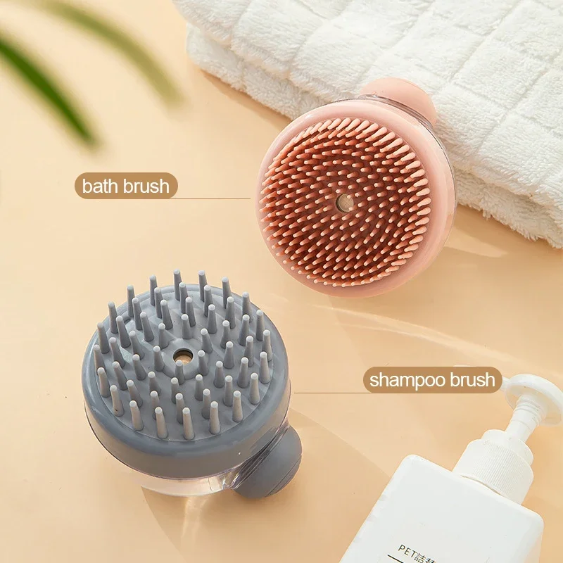 Pet Bath Brush with Soap Dispenser for Dogs And Cats Press Rub Massage Comb Short Long-Haired Dog Cat Bath Brush
