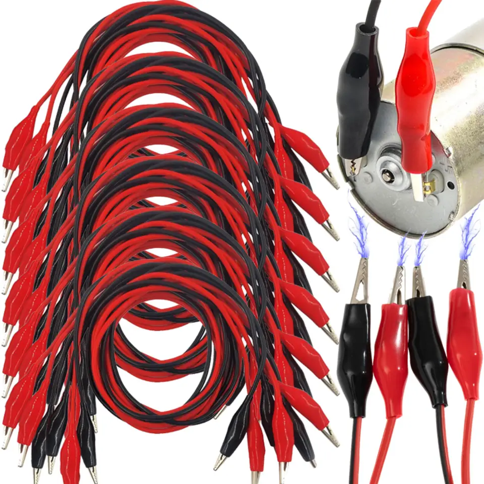 1-20Set Red Black Alligator Clips DIY Test Leads Double-ended Crocodile Test Clips for Multimeter Measure Tool Lead Connector image 1