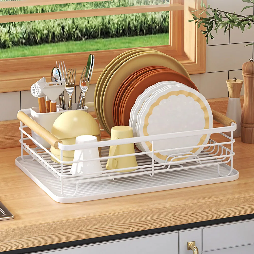 White Iron Dish Drainer dish draining rack Kitchen countertop storage rack: 3 - 5 Days Free Delivery Only UK