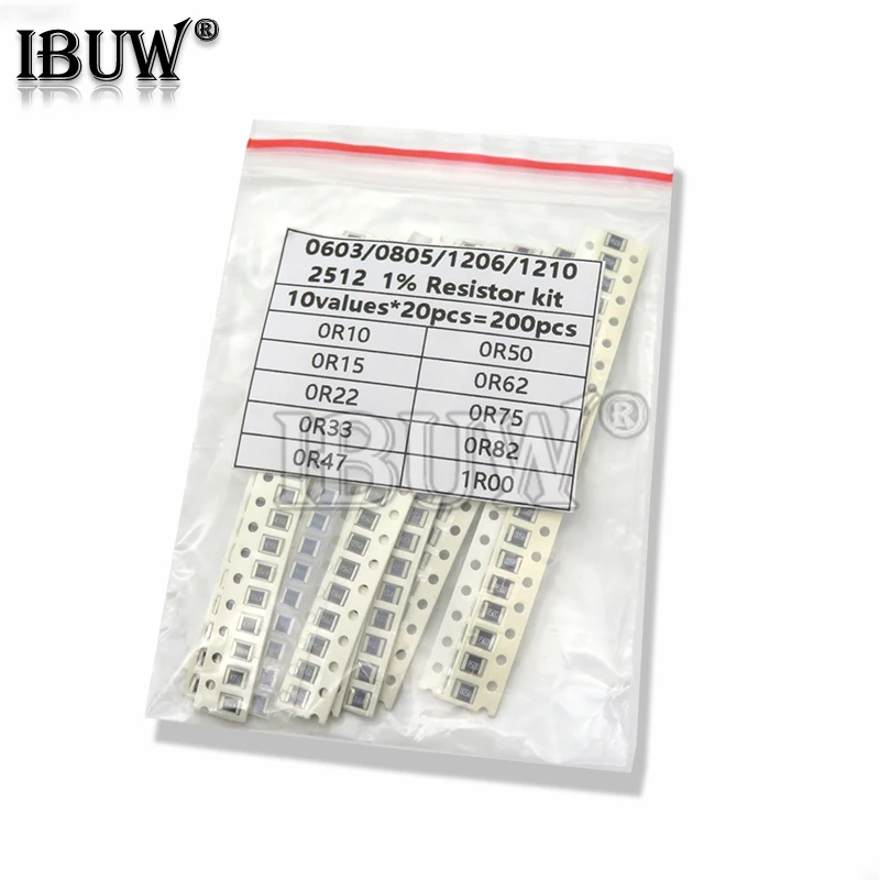 Smd Resistor 200PCS 660PCS 720PCS 4000PCS 0402 0603 0805 1206 1210 2512 SMD Resistor Kit igmopnrq Assorted Kit 10K 100K 1K 1R 100R 220R 1% 5%
