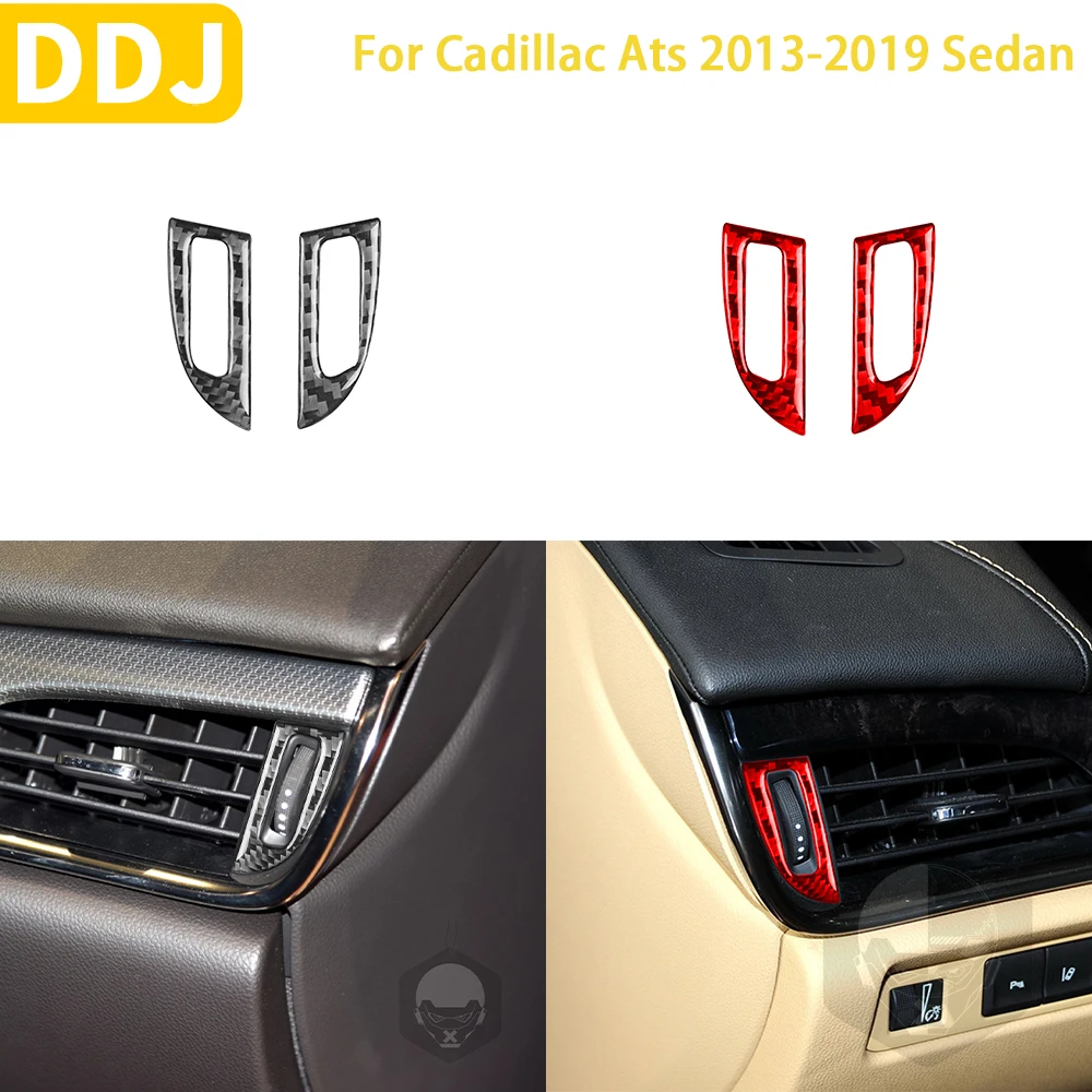 

For Cadillac ATS 2013-2019 Sedan Accessories Car Carbon Fiber Interior Side Air Conditioning Outle Frame Trim Sticker Decoration