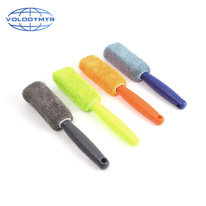 

Car Wash Microfiber Rim Wheel Brush with Plastic Handle Multifunctional for Soft Scratch Free Auto Cleaning Detailing Detail