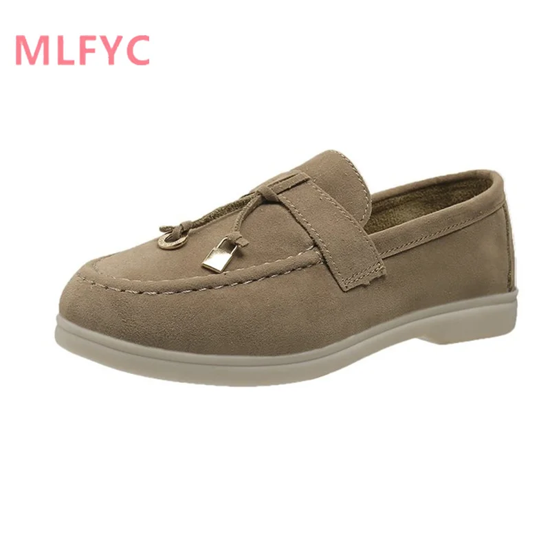 New Spring/Summer 2023 Women's Lazy Step on Flat Bottom Comfortable Low Heel Round Toe Large Single Shoe