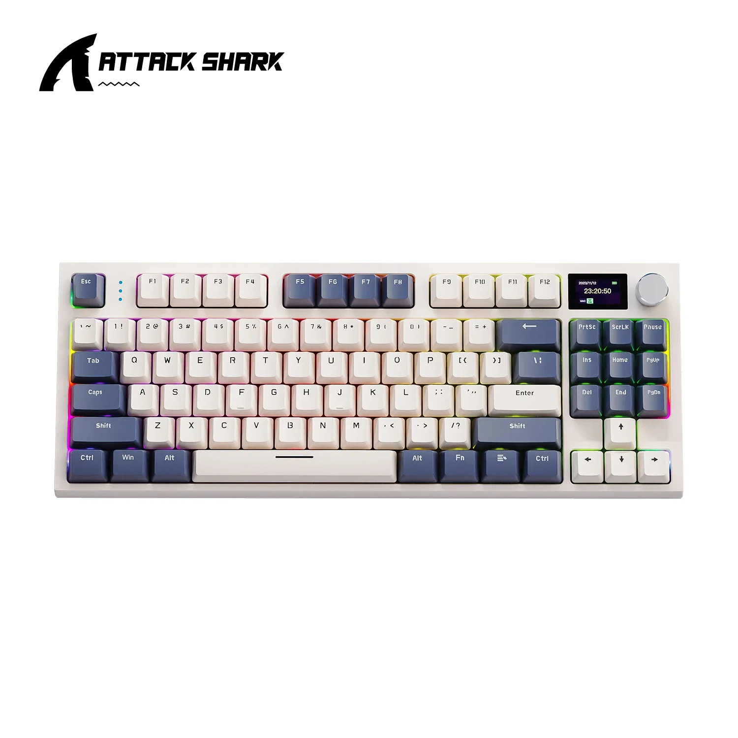 Attack Shark K86 Wireless Mechanical Keyboard,RGB TFT Screen ,Hot Swap, Metal Knob,Tri-mode Connectivity,macro Gaming Keyboar