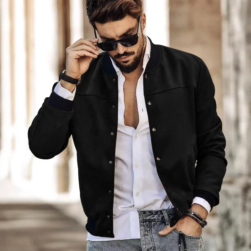 Fashion Men's Jacket Spring Autumn Clothing Solid Classic Casual Pocket Desgin Outerwear Coat High Quality Male Streetwear