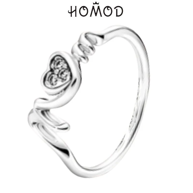 HOMOD Sparkling Cubic Zirconia Clear Pave Heart Ring For Mom Women Finger Jewelry Gifts zircon rings