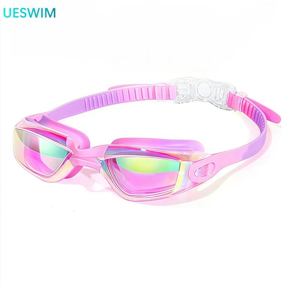 Lunettes de natation enfants roses anti-buée protection UV étanches 3-15 ans