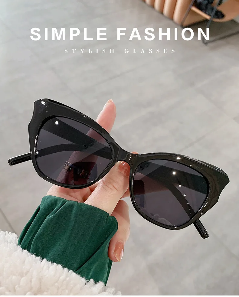 Katzenauge Vintage Sonnenbrille Frauen Marke Designer Persönlichkeit Sonnenbrille weibliche Mode Retro Süßigkeiten Farben Oculos de Sol – Detail 1