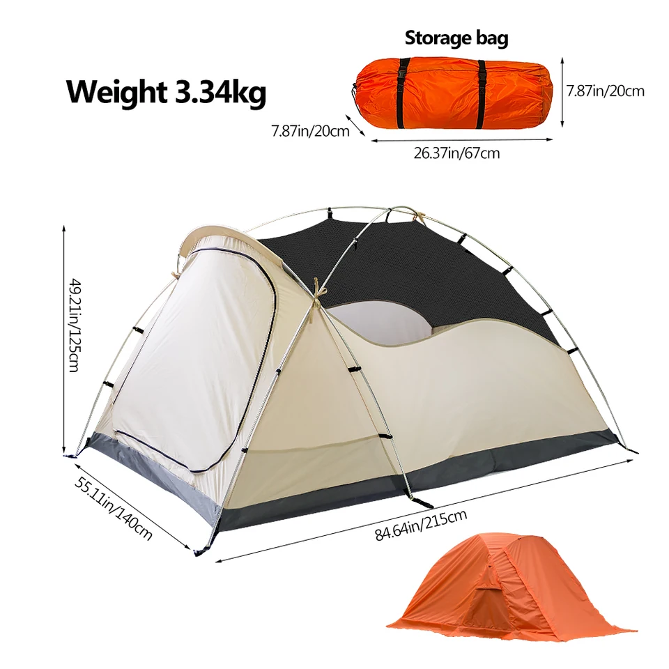 2-4 Person Backpacking Tent Lightweight Waterproof Windproof Sun Protection  210D Hiking Tent Aluminum Poles Compact for Camping - AliExpress