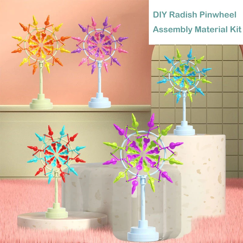 

New 3D Radish Windmill Toys Creative Fun Flowers Colorful Garden Windmill Spinner Radish Rotation Pinwheels Kids Gifts