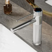 ก๊อกน้ําอ่างล้างหน้าสแตนเลสทอง/สีดําก๊อกน้ําห้องน้ํา Crane สูงก๊อกน้ําอ่างล้างจานร้อนเย็นอ่างล้างจานก๊อกน้ําห้องน้ํา 5