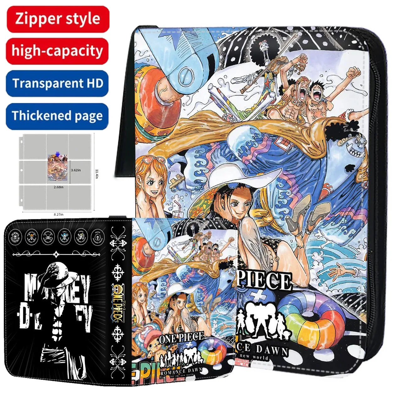 

One Piece Cards Binder Holder 400Pcs/900Pcs Zipper Double Side Pocket Anime Game Trading Card Album Collectors Book Folder