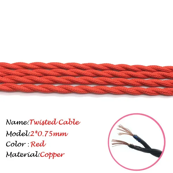 Vintage Twisted Fabric Electrical Wire - Copper Core, Woven Textile Pendant Lamp Cord