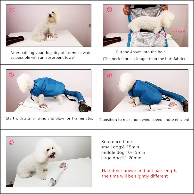 Foldable Portable Pet Dog Hair Carding Bag Cat Bath Hair Dryer Household Pet Drying Bag Drying pet hair dryer