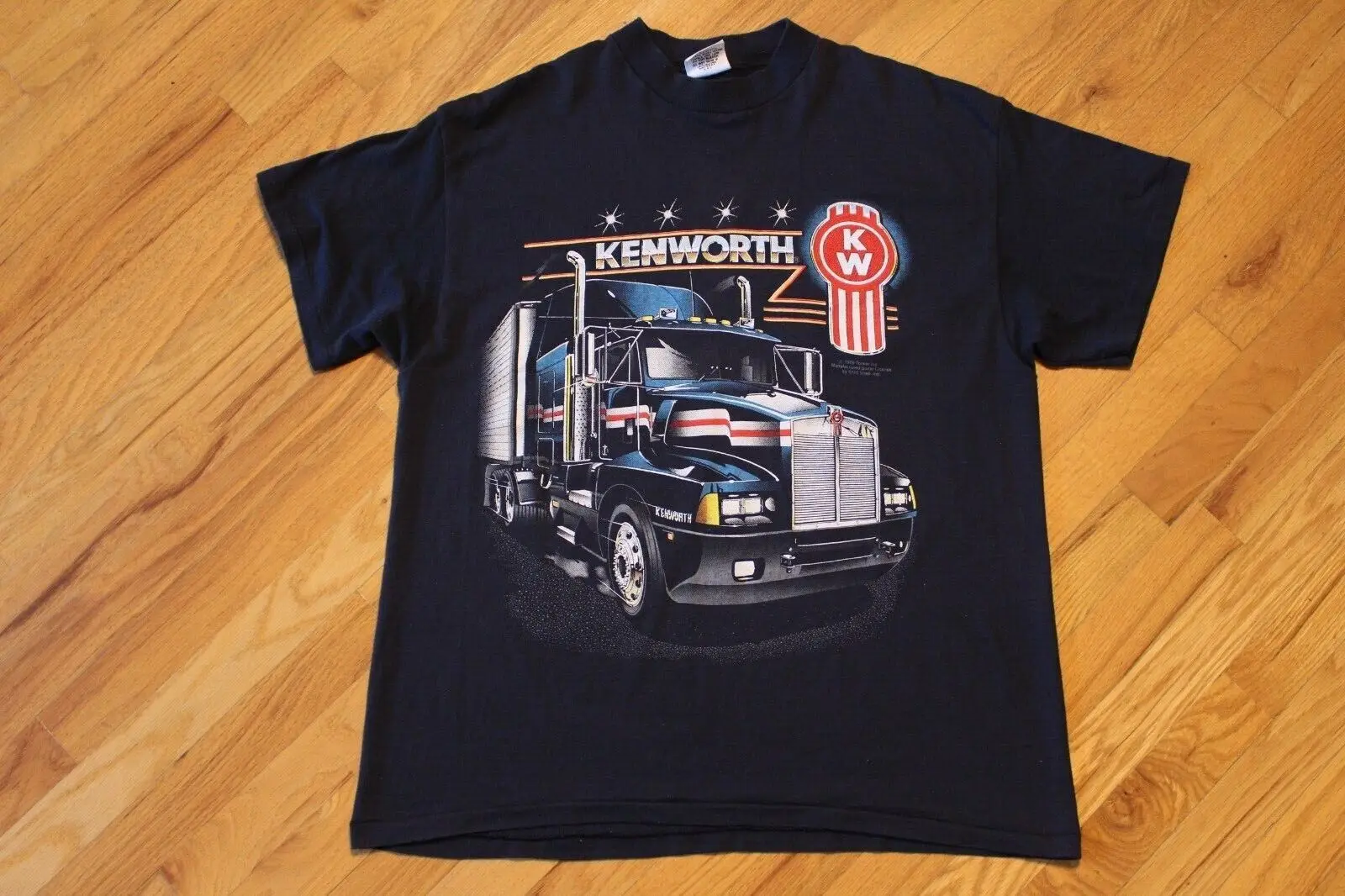 Vintage 80S Ssi Kenworth W900 Truck Black T Shirt Taglia Xl 1988 Trucking Trucker Maniche Lunghe O Corte