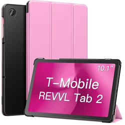 Slim Lightweight Leather Tablet Cover with Trifold Stand and Auto Wake/Sleep Feature (Flowers Pink)