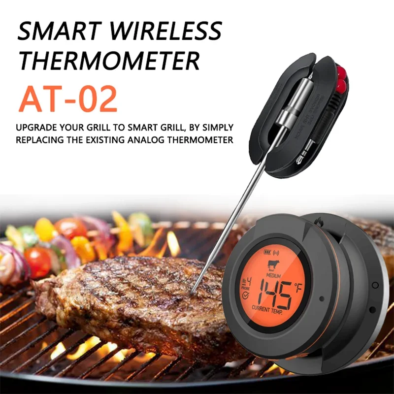 Termometro Per Carne Wireless Bluetooth Digitale Lettura Istantanea Indoor Outdoor Per Cucinare Cibo Bbq Grill Forno Supporto Per Fumatori Sonda 2/4