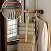 6 in 1 Magic Pants Hanger,Multi-function Storage Holder for Home Travel,Multi Layer Aluminium Pants Rack with 360 Rotatable Hook 1