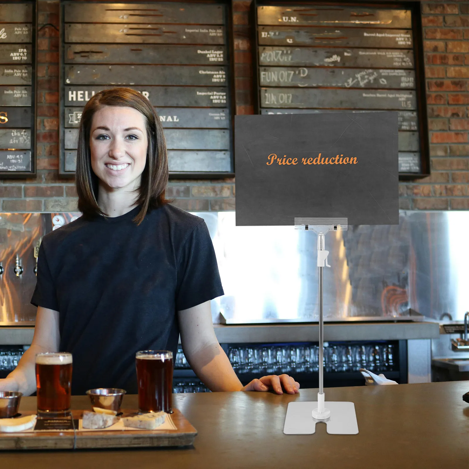 스테인리스 스틸 조절식 포스터 스탠드, 바닥 거치형 사인 디스플레이 홀더, 카페, 레스토랑, 사무실용 세련된 디자인