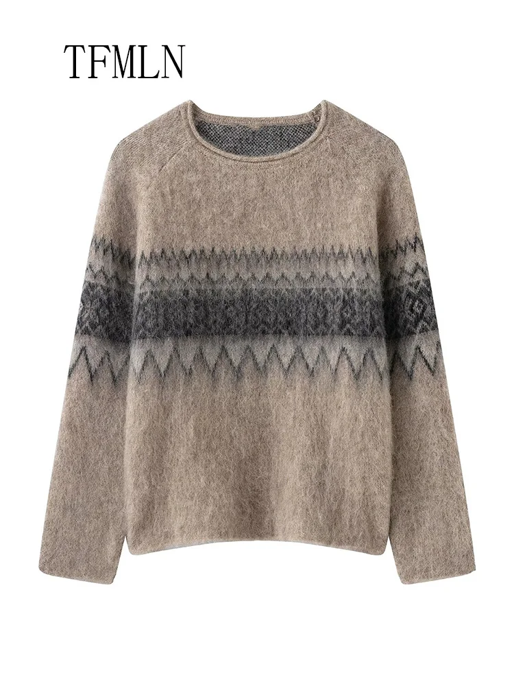 Simple Causal Knitted Sweater For Women 2025 New Soft Long Sleeve O-neck Chic Knitwear Tops Vintage Street Girls Pullover Tops