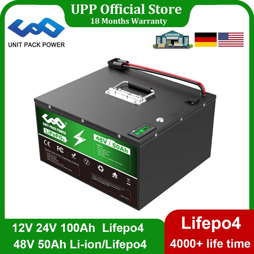 Batteria LifePo4 48V 50Ah 12V 24V 100Ah Lithium Pack per 1800W 1500W