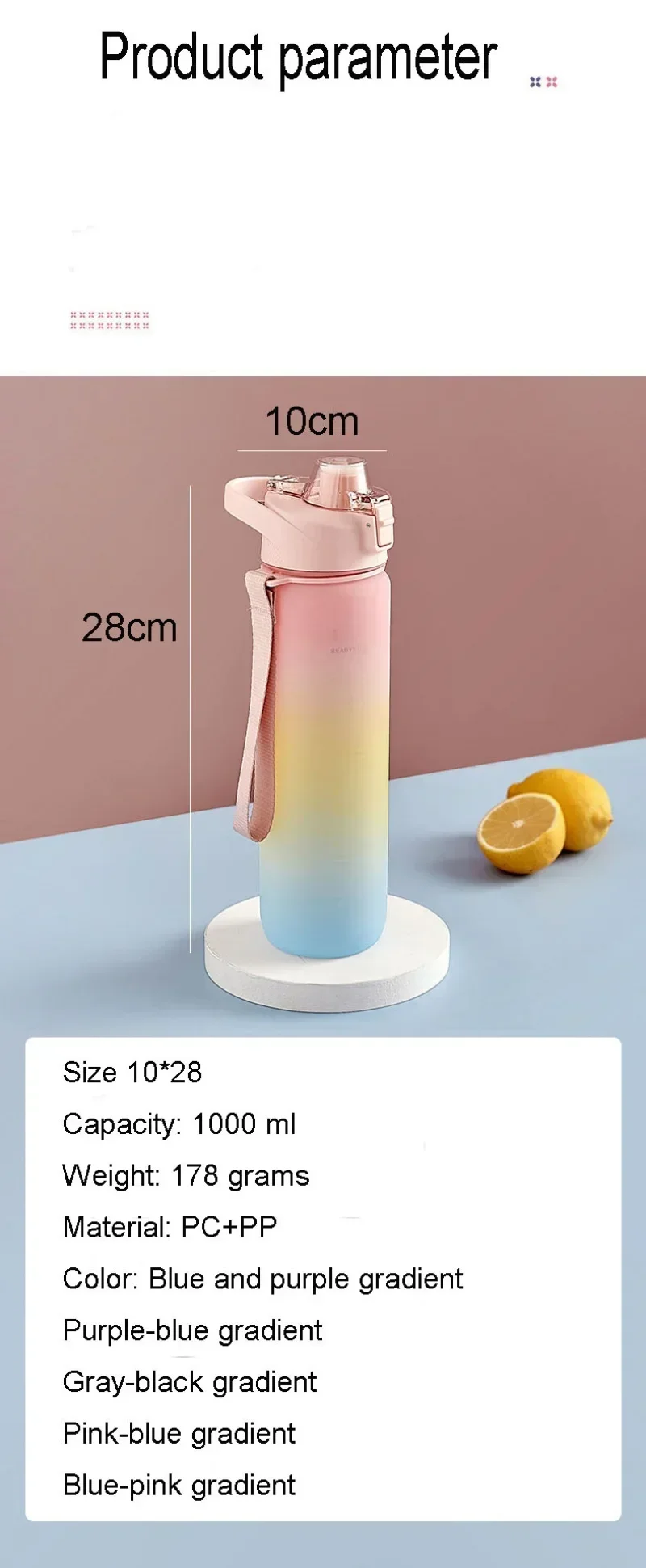 Summer Large-capacity Cup Outdoor Large Water Bottle Multi-color Fitness Kettle Portable Sports Kettle