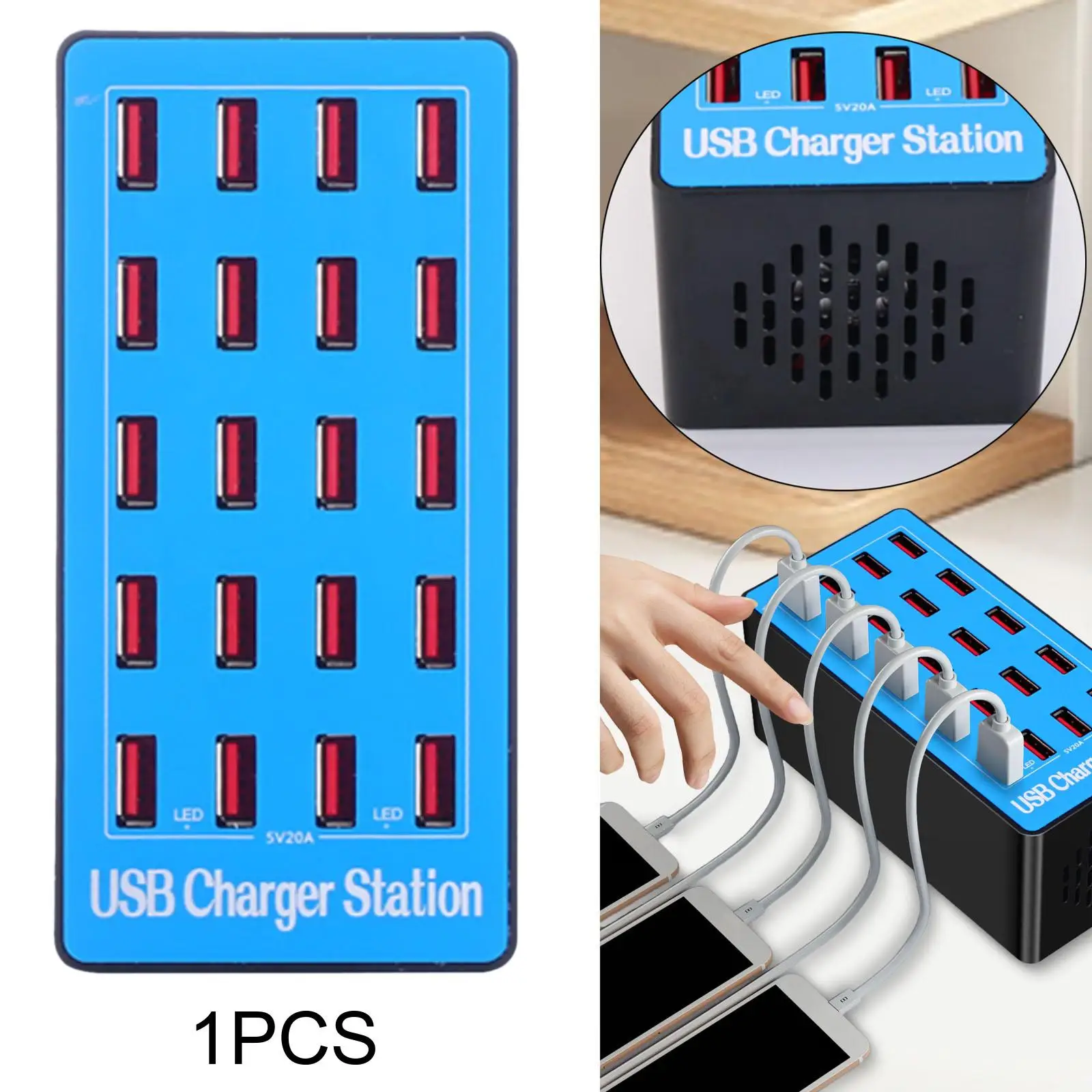 

Multiport USB Charger Station Fast Charging Station Dock 20 Port for Multiple Devices Smartphones Shopping Malls Schools Hotels