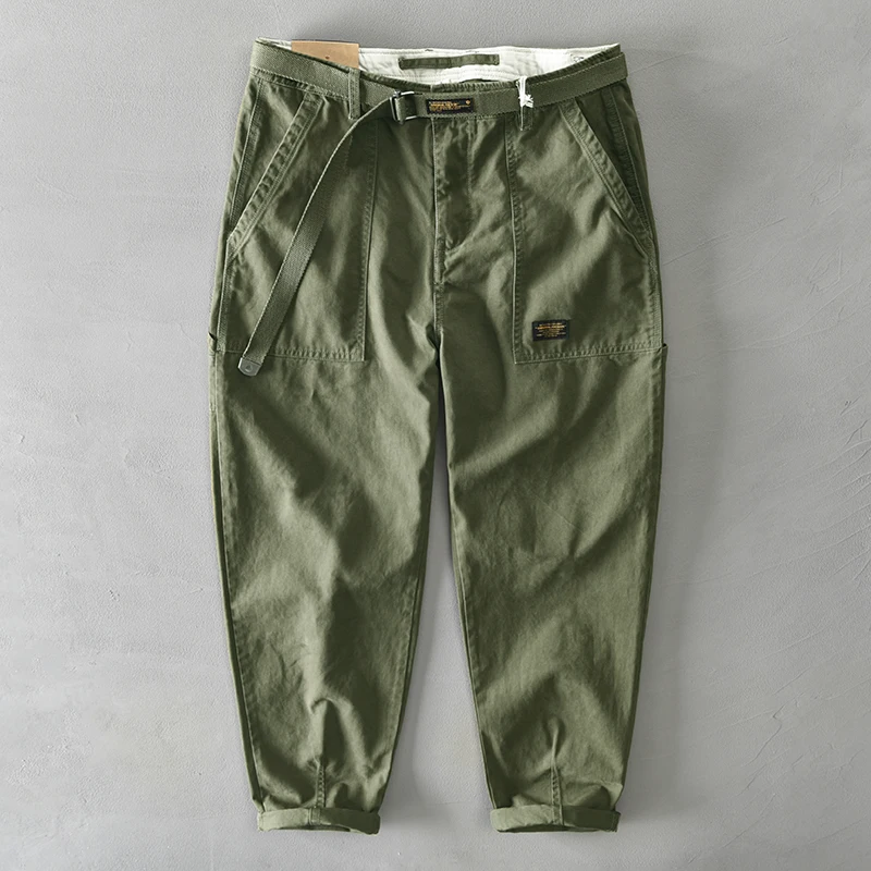 American Sle Retro Military een Loose Straight Casual Long Workwear Pants ex Versatile Comfortable Cotton Cargo Trousers