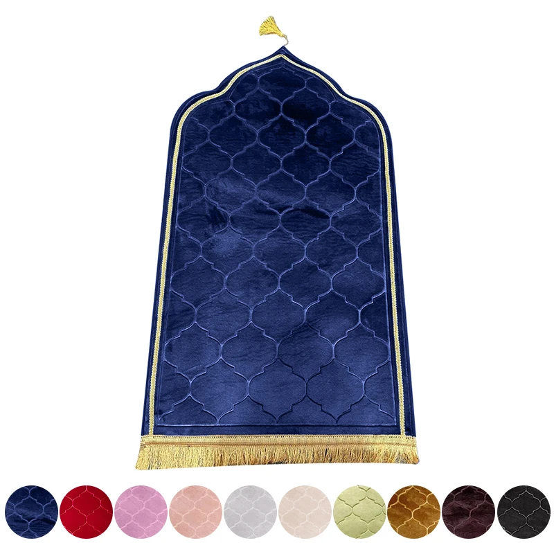 

Prayer Mat for Muslim Ramadan Flannel Carpet Worship Kneel Embossing Floor Carpets Non-slip Soft Portable Travel Prayer Rug