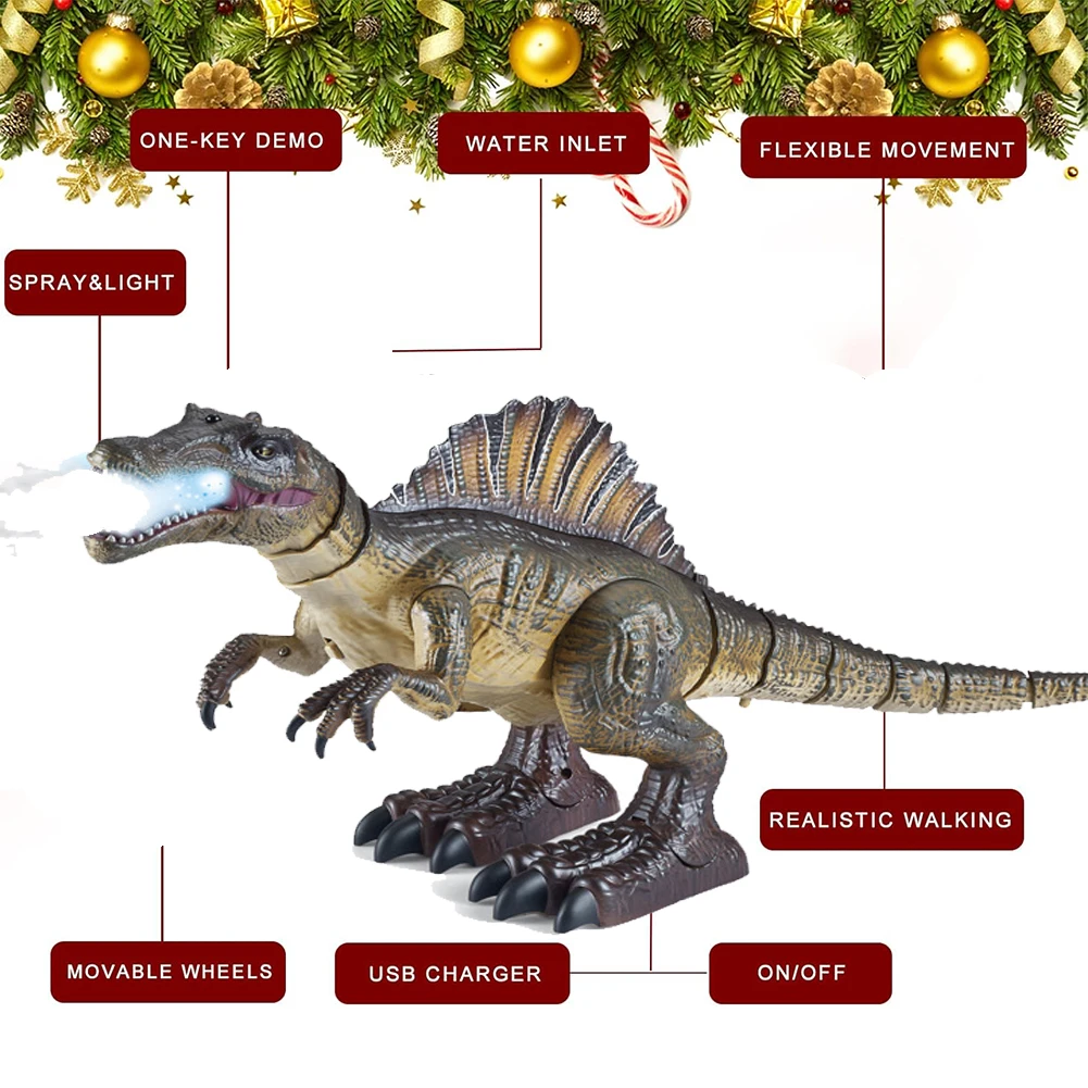 RC Spinosaurus toys will walk sound, light, electricity, large mob spray dinosaur simulation best Christmas gift 2