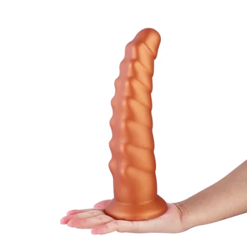Hismith Monster Dildo Series 8.1 Inch Gold Silicone Dildo With Suction Cup Hippo Fantacy Dildo 4
