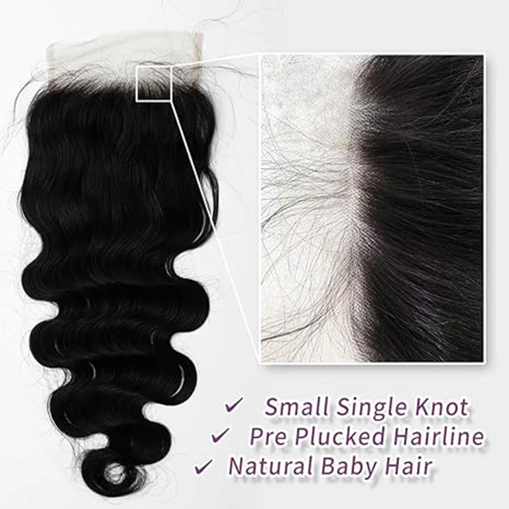 40 inch Body Wave Human Hair Bundles Brazilian Hair Bundles Natural Color 100% Human With Closure