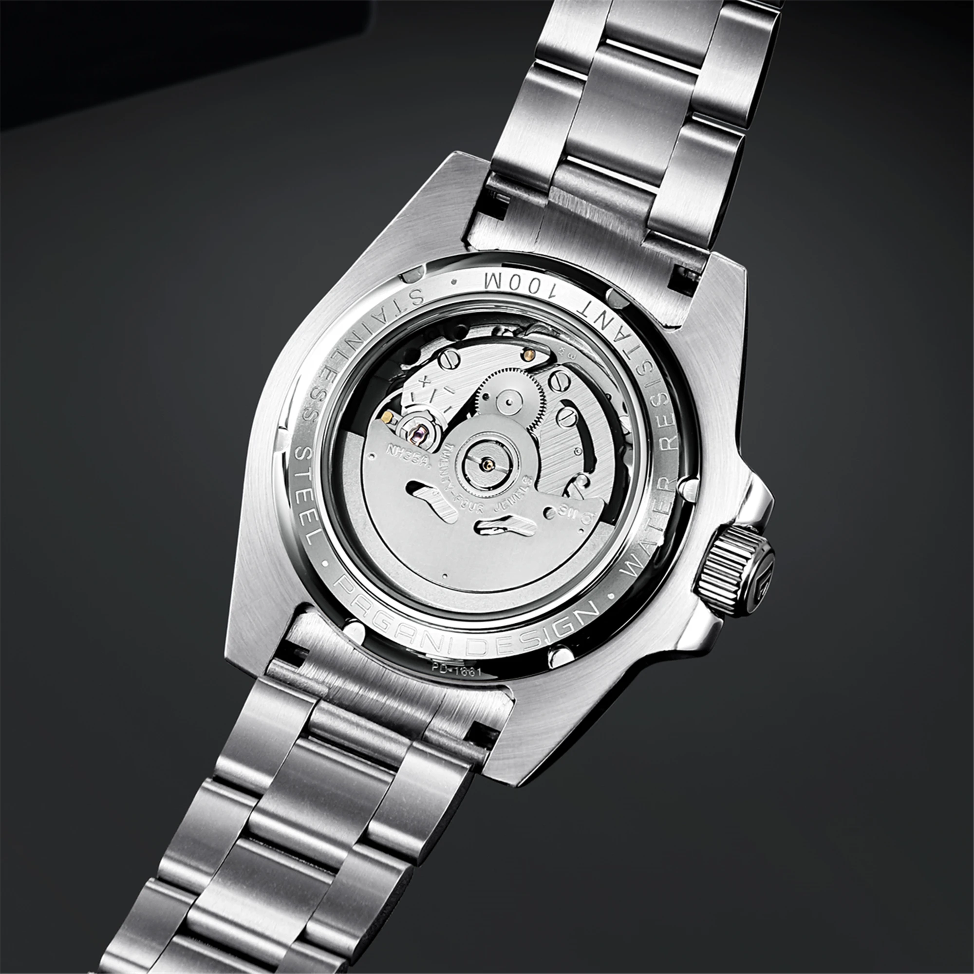 Mechanical Watches Men Automatic NH35A Stainless Steel Waterproof PAGANI Design