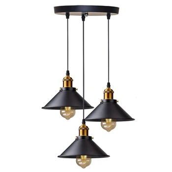 Retro Attic Wrought Iron Little Black Umbrella Hanging Lamp E27 Bedroom Kitchen Dining Room Living Room Aisle Indoor Lighting 1