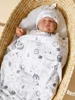 Baby blanket and hat made of 100% pure cotton, soft and comfortable, with multiple patterns to choose from as a gift for newborn 6