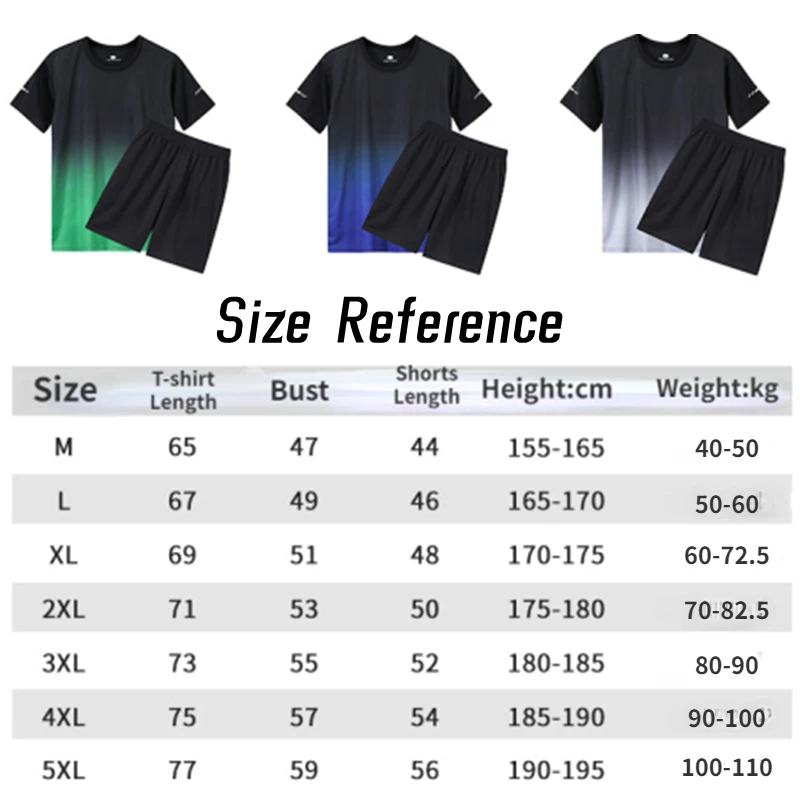 Men Ice Silk Quick Drying Sportswear Suit Fitness Clothes Short Sleeve Sports T-shirt Shorts Running Tracksuit Gym Training Set 6