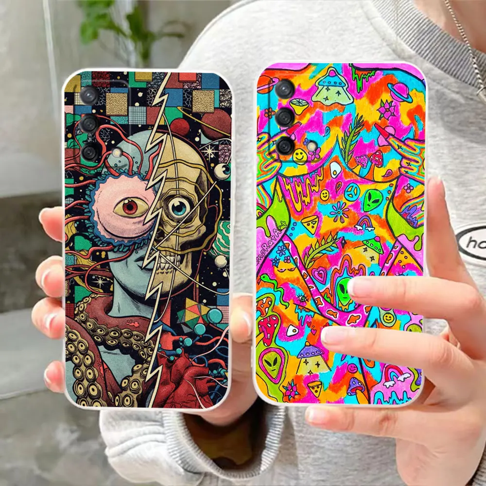 

Clear Phone Case For OPPO A97 A96 A95 A94 A93 A92S A74 A72 A57 A55 A54 A32 A15 5G Silicone Case Funda Shell Indie Hippie Art