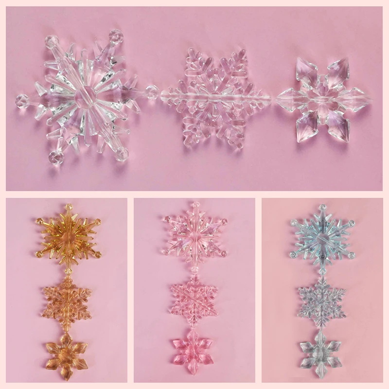 Christmas Decorations 10pcs Christmas Snowflake Decoration Clear Pink Blue Crystal Acrylic Snowflake Ornaments Christmas Party Tree DIY Hanging Decor
