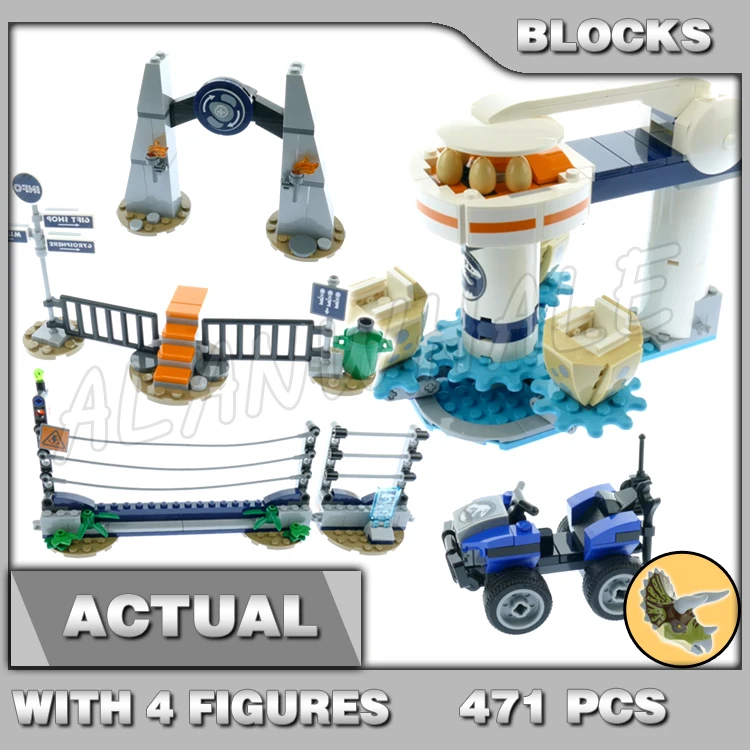 

471pcs Jurassic World Triceratops Rampage Dinosaur fences Buggy Egg Spinner Park 11336 Building Blocks Toy Compatible With Model