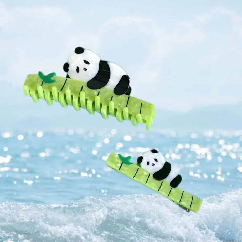 Cute Panda Hair Clip Acetate Claw Clip Bamboo Creative Animal Shark Clip for Women Fashion Hair Claw Headwear Hair Accessories